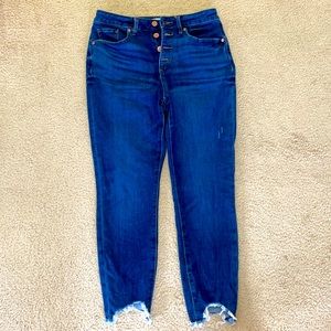 Loft made and loved raw hem curvy high waisted skinny Jean